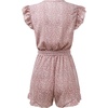 image:imageCHARTOU Womens Summer Chiffon Leopard Print SelfTie Cap Sleeve Loose Fit Romper Jumpsuit ShortsPink