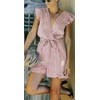 image:imageCHARTOU Womens Summer Chiffon Leopard Print SelfTie Cap Sleeve Loose Fit Romper Jumpsuit ShortsPink
