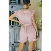image:imageCHARTOU Womens Summer Chiffon Leopard Print SelfTie Cap Sleeve Loose Fit Romper Jumpsuit ShortsPink
