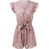 image:imageCHARTOU Womens Summer Chiffon Leopard Print SelfTie Cap Sleeve Loose Fit Romper Jumpsuit ShortsPink