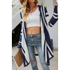 image:imageCHARTOU Fall Outfits for Women 2025 Color Block Striped Long Hooded Cardigan Sweater Outwear CoatsBlue
