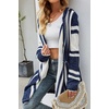 image:imageCHARTOU Fall Outfits for Women 2025 Color Block Striped Long Hooded Cardigan Sweater Outwear CoatsBlue