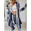 image:imageCHARTOU Fall Outfits for Women 2025 Color Block Striped Long Hooded Cardigan Sweater Outwear CoatsBlue