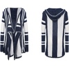 image:imageCHARTOU Fall Outfits for Women 2025 Color Block Striped Long Hooded Cardigan Sweater Outwear CoatsBlue