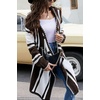 image:imageCHARTOU Fall Outfits for Women 2025 Color Block Striped Long Hooded Cardigan Sweater Outwear CoatsBrown
