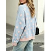 image:imageCHARTOU Polka Dot Cardigan Sweaters for Women Contrast Rib Knit Trim Casual JumperBlue Pink