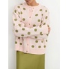 image:imageCHARTOU Polka Dot Cardigan Sweaters for Women Contrast Rib Knit Trim Casual JumperPink