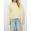 image:imageCHARTOU Polka Dot Cardigan Sweaters for Women Contrast Rib Knit Trim Casual JumperYellow