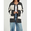 image:imageCHARTOU Women Color Block Striped Cardigan Button Down Oversized Knit Sweater JacketBlack