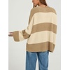 image:imageCHARTOU Women Color Block Striped Cardigan Button Down Oversized Knit Sweater JacketKhaki