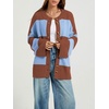 image:imageCHARTOU Women Color Block Striped Cardigan Button Down Oversized Knit Sweater JacketRusty Red