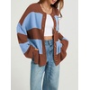 image:imageCHARTOU Women Color Block Striped Cardigan Button Down Oversized Knit Sweater JacketRusty Red
