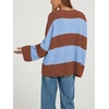 image:imageCHARTOU Women Color Block Striped Cardigan Button Down Oversized Knit Sweater JacketRusty Red