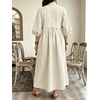 image:imageCHARTOU Women Denim Maxi Dress V Neck 34 Puff Sleeve Babydoll Jean Dress with PocketsBeige