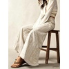image:imageCHARTOU Women Floral Boho Wide Leg Jeans Back Elastic Waist Midi Rise Patchwork Bell Jeans with PocketsBeige