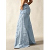 image:imageCHARTOU Women Floral Boho Wide Leg Jeans Back Elastic Waist Midi Rise Patchwork Bell Jeans with PocketsLight Blue