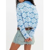 image:imageCHARTOU Women Floral Chunky Knit Sweater Y2k Cropped Pullover Top Casual Fall JumperBlue