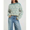 image:imageCHARTOU Women Floral Chunky Knit Sweater Y2k Cropped Pullover Top Casual Fall JumperGreen