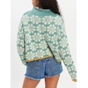 image:imageCHARTOU Women Floral Chunky Knit Sweater Y2k Cropped Pullover Top Casual Fall JumperGreen