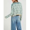 image:imageCHARTOU Women Floral Chunky Knit Sweater Y2k Cropped Pullover Top Casual Fall JumperGreen