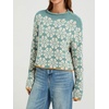 image:imageCHARTOU Women Floral Chunky Knit Sweater Y2k Cropped Pullover Top Casual Fall JumperGreen