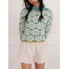 image:imageCHARTOU Women Floral Chunky Knit Sweater Y2k Cropped Pullover Top Casual Fall JumperGreen