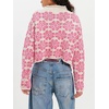 image:imageCHARTOU Women Floral Chunky Knit Sweater Y2k Cropped Pullover Top Casual Fall JumperPink