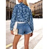 image:imageCHARTOU Women Floral Cropped Denim Jacket Coat Y2k Lapel Button Down Short Jean Shacket Spring OutwearBlue