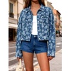 image:imageCHARTOU Women Floral Cropped Denim Jacket Coat Y2k Lapel Button Down Short Jean Shacket Spring OutwearBlue
