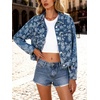 image:imageCHARTOU Women Floral Cropped Denim Jacket Coat Y2k Lapel Button Down Short Jean Shacket Spring OutwearBlue