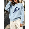 image:imageCHARTOU Women Long Sleeve Sweaters Pullover Fall Winter Crewneck Lobster Knit JumperLight Blue