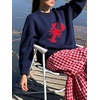 image:imageCHARTOU Women Long Sleeve Sweaters Pullover Fall Winter Crewneck Lobster Knit JumperNavy