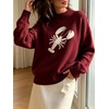 image:imageCHARTOU Women Long Sleeve Sweaters Pullover Fall Winter Crewneck Lobster Knit JumperWine Red