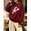 image:imageCHARTOU Women Long Sleeve Sweaters Pullover Fall Winter Crewneck Lobster Knit JumperWine Red