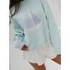image:imageCHARTOU Women Oversized Pullover Sweater Boat Neck Long Sleeve Sailboat Knit Jumper TopLight Blue