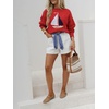 image:imageCHARTOU Women Oversized Pullover Sweater Boat Neck Long Sleeve Sailboat Knit Jumper TopRed