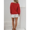 image:imageCHARTOU Women Oversized Pullover Sweater Boat Neck Long Sleeve Sailboat Knit Jumper TopRed