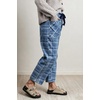 image:imageCHARTOU Women Plaid Barrel Jeans Drawstring Waist Cargo Cropped Wide Leg Denim PantsBlue