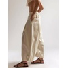 image:imageCHARTOU Women Pull On Wide Leg Jeans Baggy Elastic Midi Waist Denim Balloon Pants Y2k Lotus Jeans SweatpantsBeige