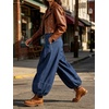 image:imageCHARTOU Women Pull On Wide Leg Jeans Baggy Elastic Midi Waist Denim Balloon Pants Y2k Lotus Jeans SweatpantsDark Blue