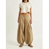 image:imageCHARTOU Women Pull On Wide Leg Jeans Baggy Elastic Midi Waist Denim Balloon Pants Y2k Lotus Jeans SweatpantsKhaki