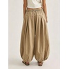 image:imageCHARTOU Women Pull On Wide Leg Jeans Baggy Elastic Midi Waist Denim Balloon Pants Y2k Lotus Jeans SweatpantsKhaki