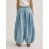 image:imageCHARTOU Women Pull On Wide Leg Jeans Baggy Elastic Midi Waist Denim Balloon Pants Y2k Lotus Jeans SweatpantsLight Blue