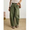 image:imageCHARTOU Women Vintage Barrel Jeans Patchwork Denim Wide Leg Pants Boyfriend Sean Front Baggy Jeans SweatpantsArmy Green