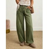 image:imageCHARTOU Women Vintage Barrel Jeans Patchwork Denim Wide Leg Pants Boyfriend Sean Front Baggy Jeans SweatpantsArmy Green