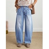 image:imageCHARTOU Women Vintage Barrel Jeans Patchwork Denim Wide Leg Pants Boyfriend Sean Front Baggy Jeans SweatpantsBlue
