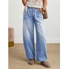 image:imageCHARTOU Women Vintage Barrel Jeans Patchwork Denim Wide Leg Pants Boyfriend Sean Front Baggy Jeans SweatpantsBlue