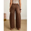 image:imageCHARTOU Women Vintage Barrel Jeans Patchwork Denim Wide Leg Pants Boyfriend Sean Front Baggy Jeans SweatpantsBrown