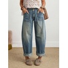 image:imageCHARTOU Women Vintage Barrel Jeans Patchwork Denim Wide Leg Pants Boyfriend Sean Front Baggy Jeans SweatpantsRetro Blue