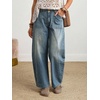image:imageCHARTOU Women Vintage Barrel Jeans Patchwork Denim Wide Leg Pants Boyfriend Sean Front Baggy Jeans SweatpantsRetro Blue